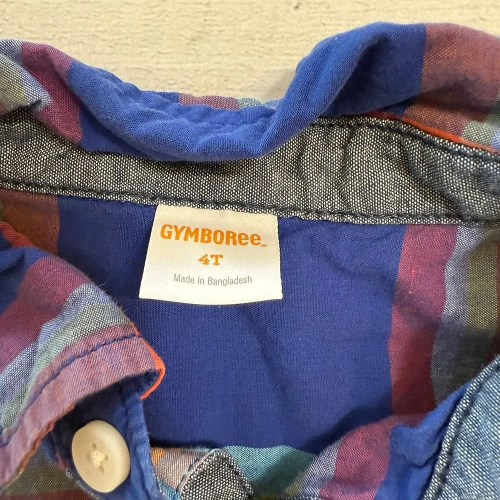 Gymboree boys short sleeve plaid button down shirt‎ 4T
